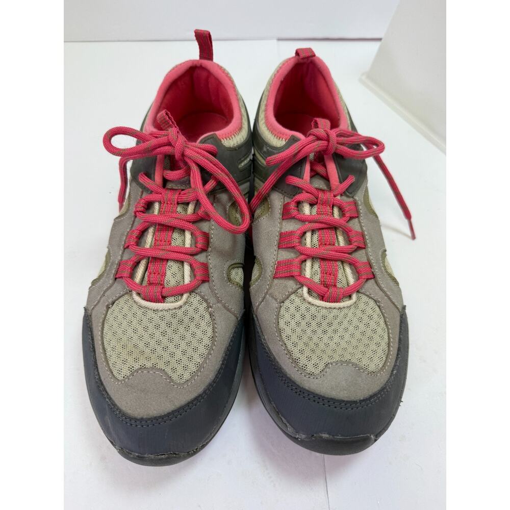 Lands’ End Gray Pink Trail Walking Sneakers Comfort Mesh Suede Women 9.5